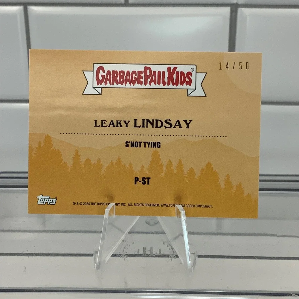 Topps Garbage Pail Kids Leaky Lindsay P-ST Gold Patch Card 14/50 Kids At Play